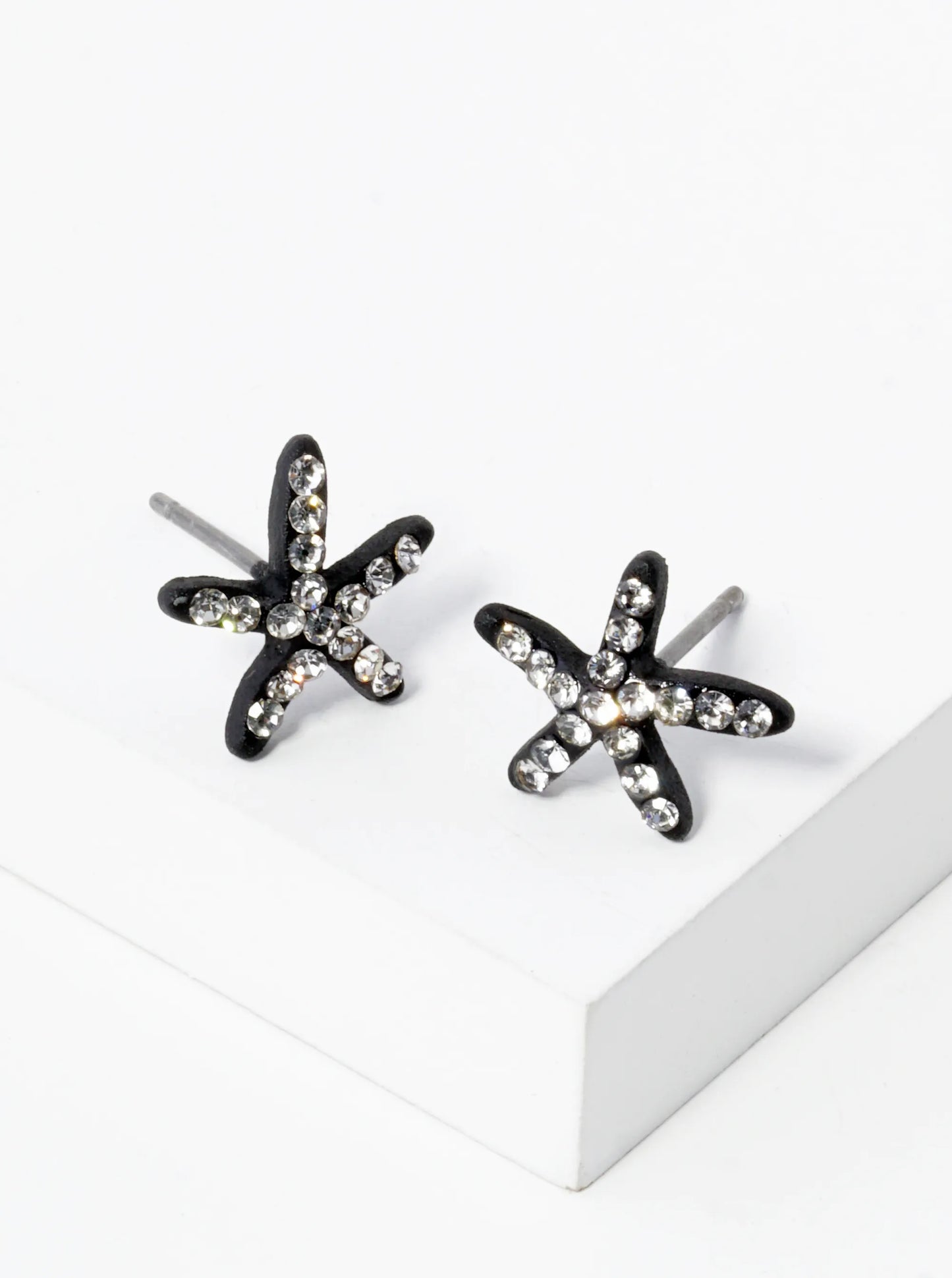 Crystal Pave 8mm Starfish Post Stud Earrings