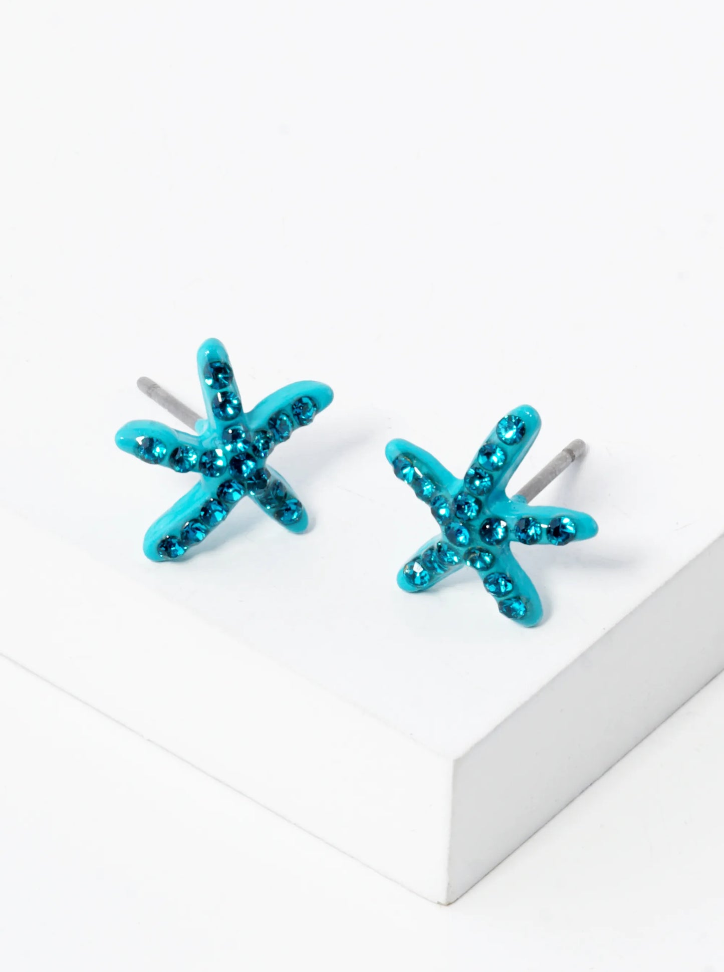 Crystal Pave 8mm Starfish Post Stud Earrings