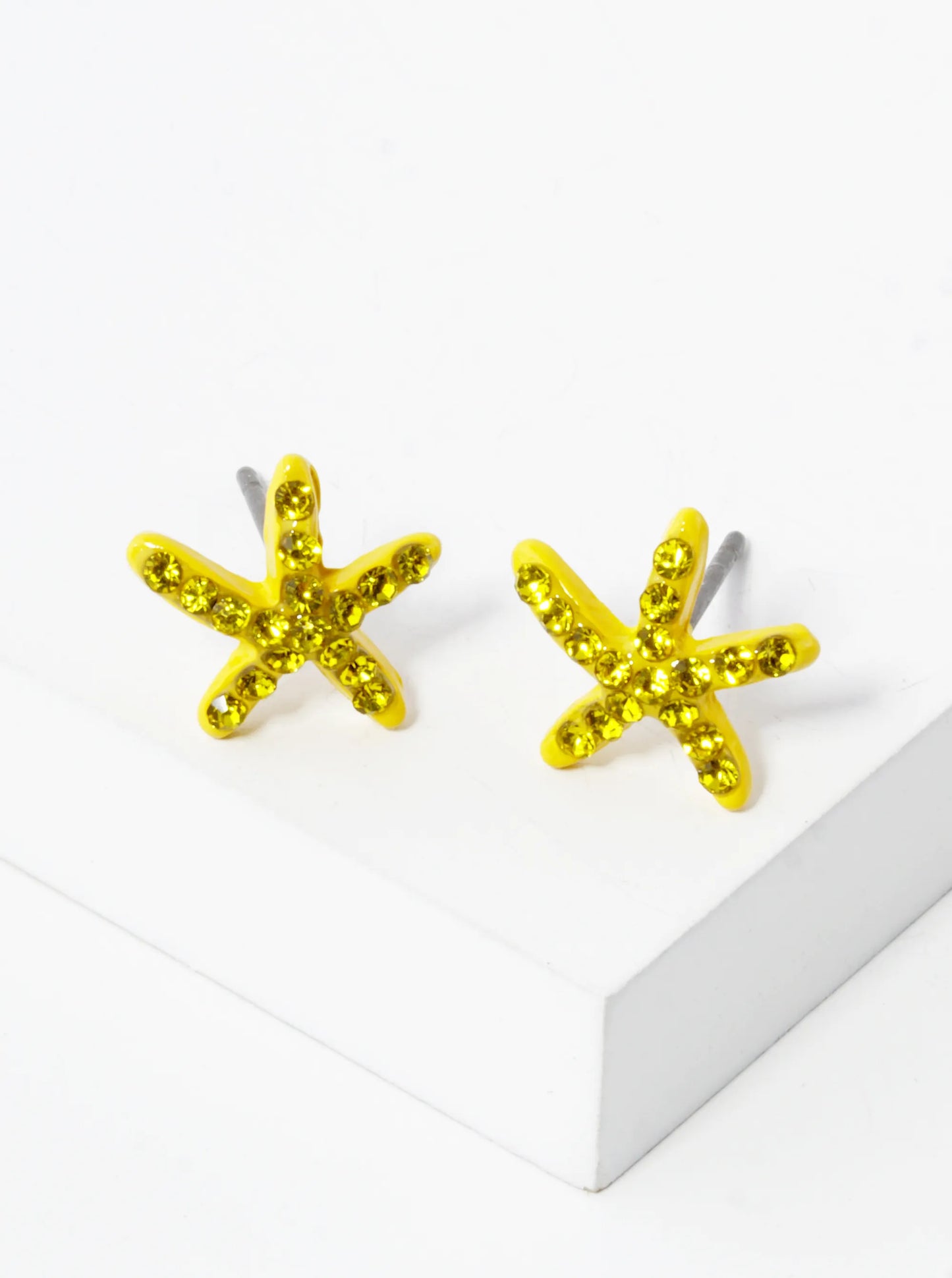 Crystal Pave 8mm Starfish Post Stud Earrings