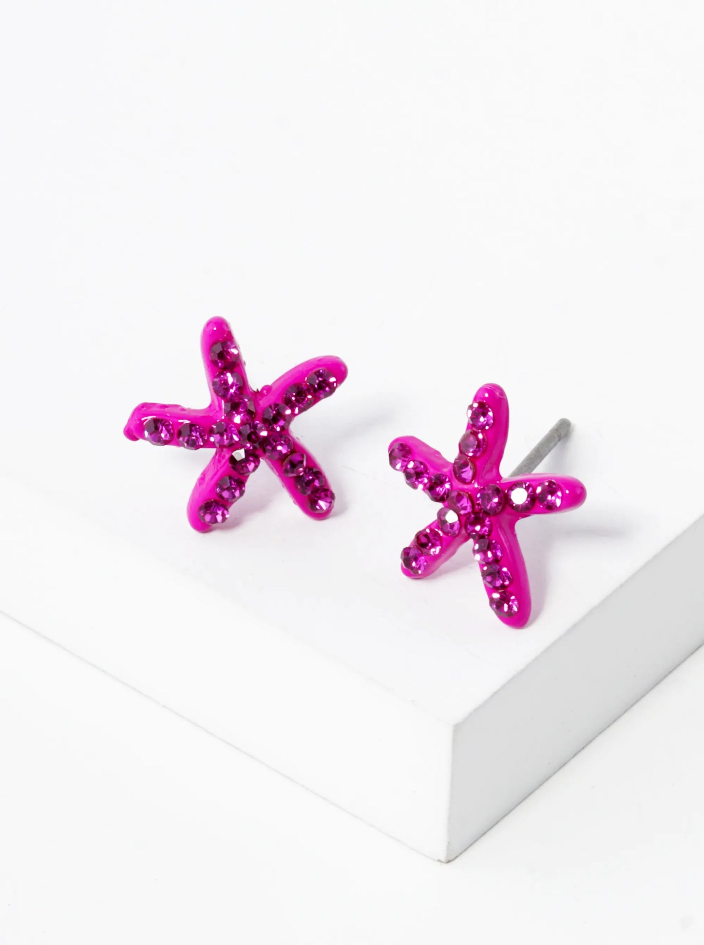Crystal Pave 8mm Starfish Post Stud Earrings