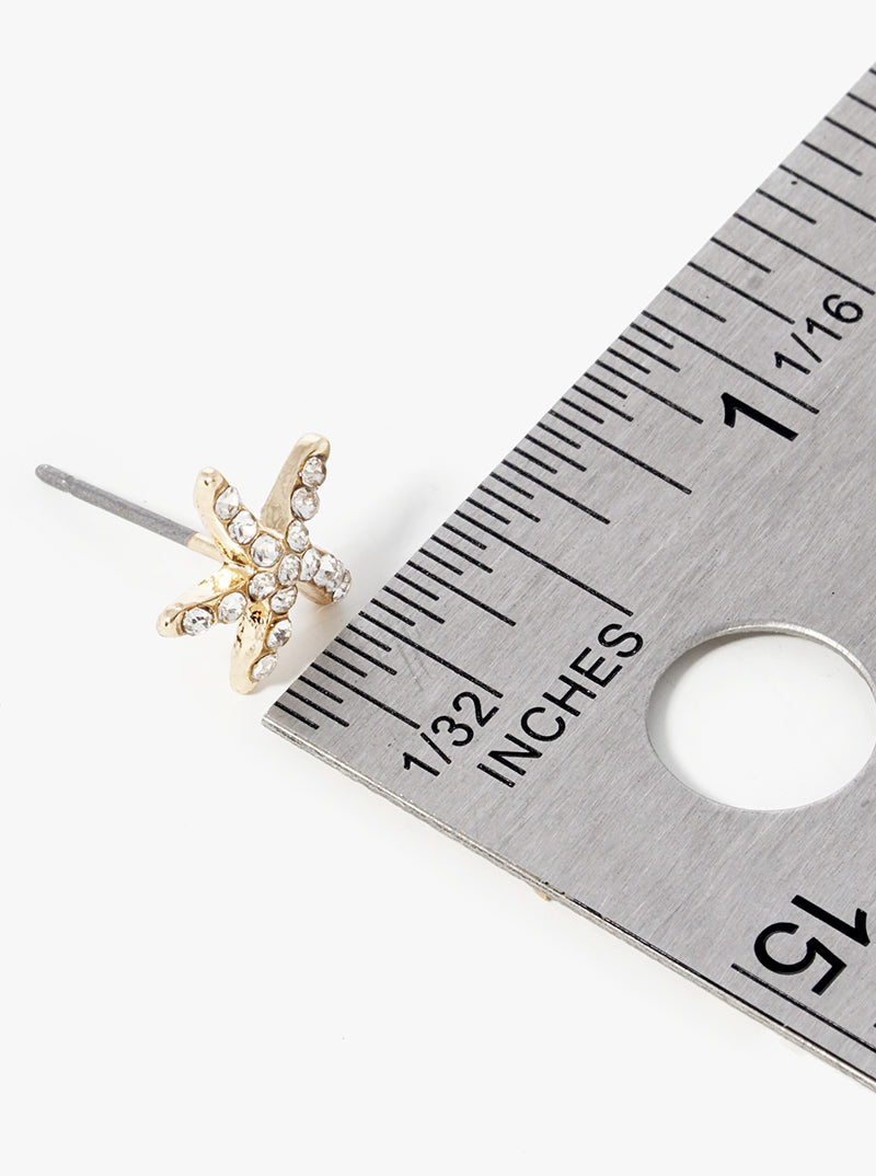 Crystal Pave 8mm Starfish Post Stud Earrings
