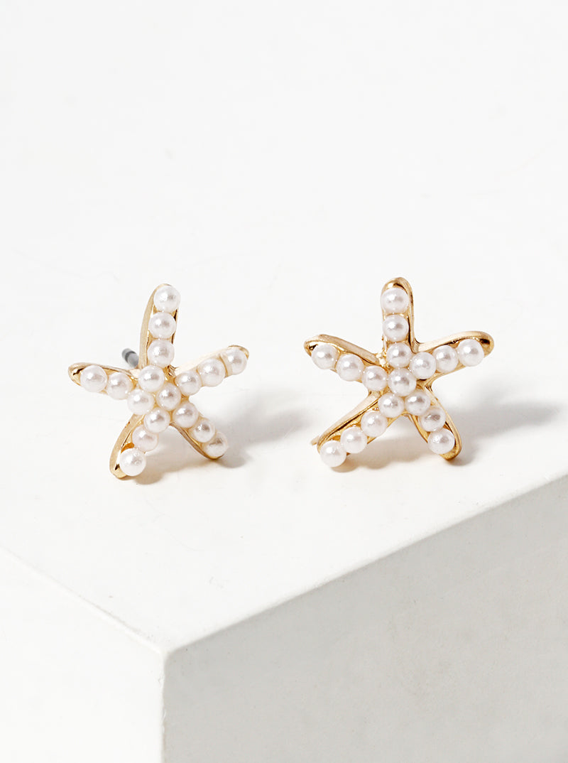 Crystal Pave 8mm Starfish Post Stud Earrings