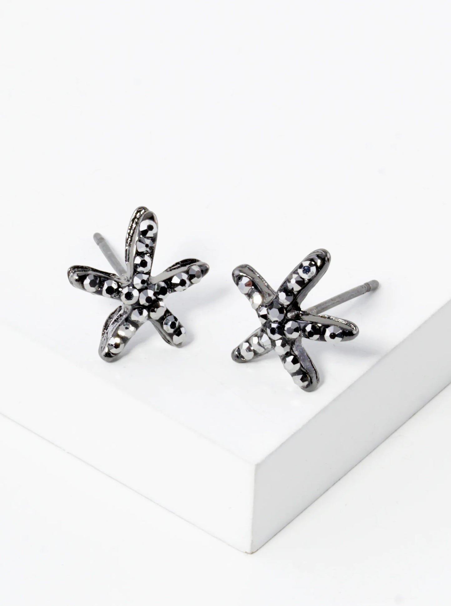 Crystal Pave 8mm Starfish Post Stud Earrings