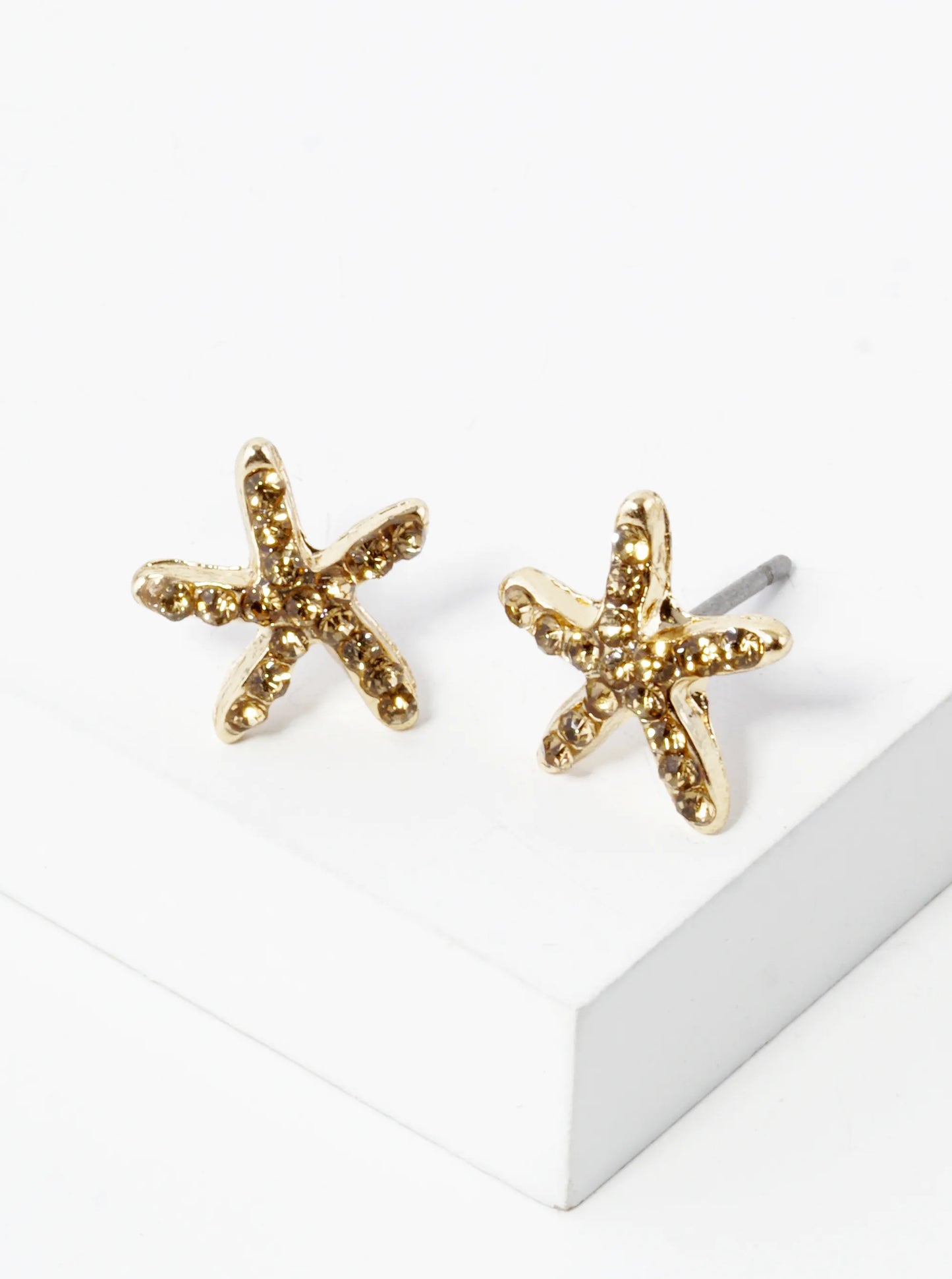 Crystal Pave 8mm Starfish Post Stud Earrings