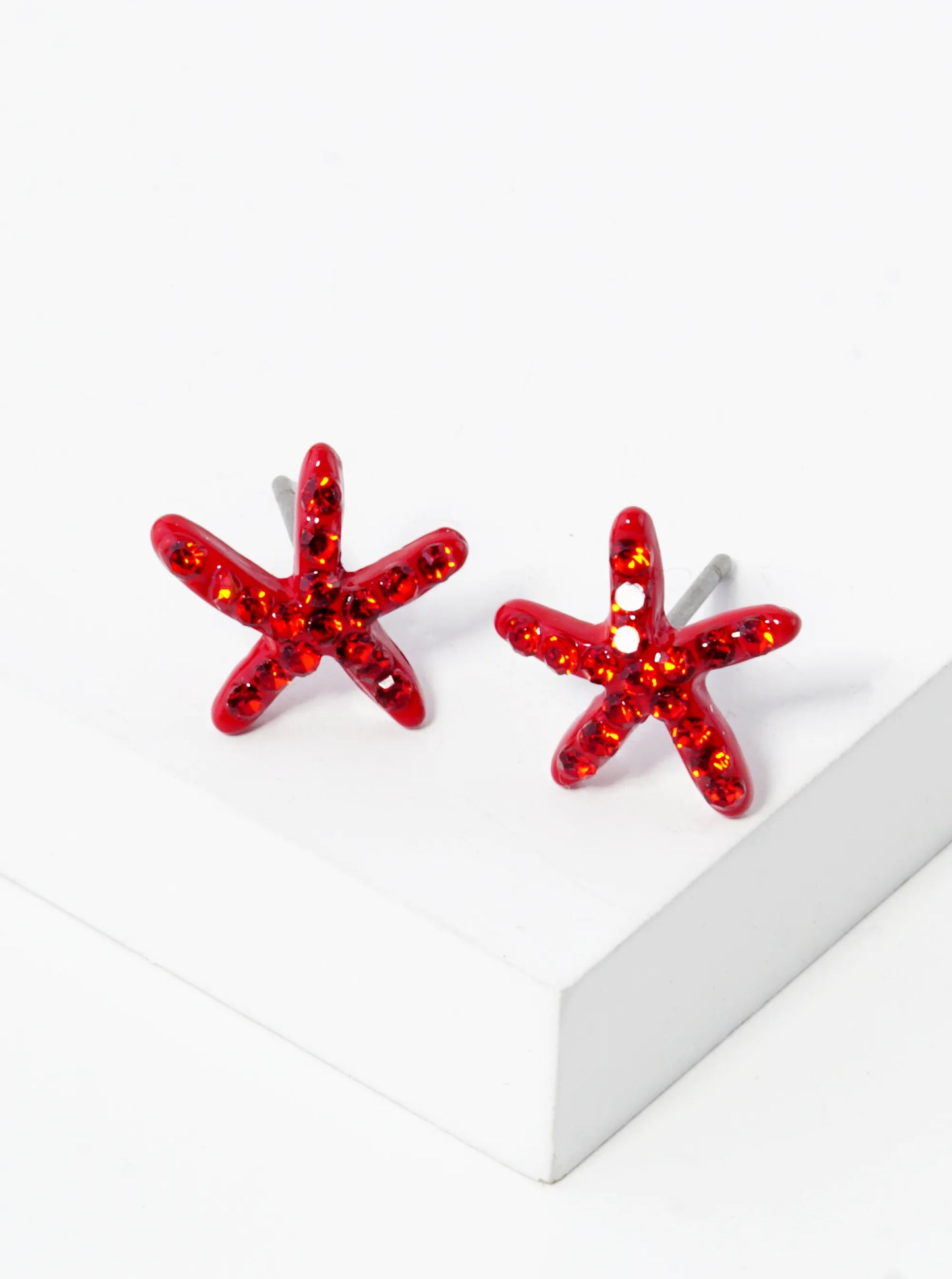 Crystal Pave 8mm Starfish Post Stud Earrings