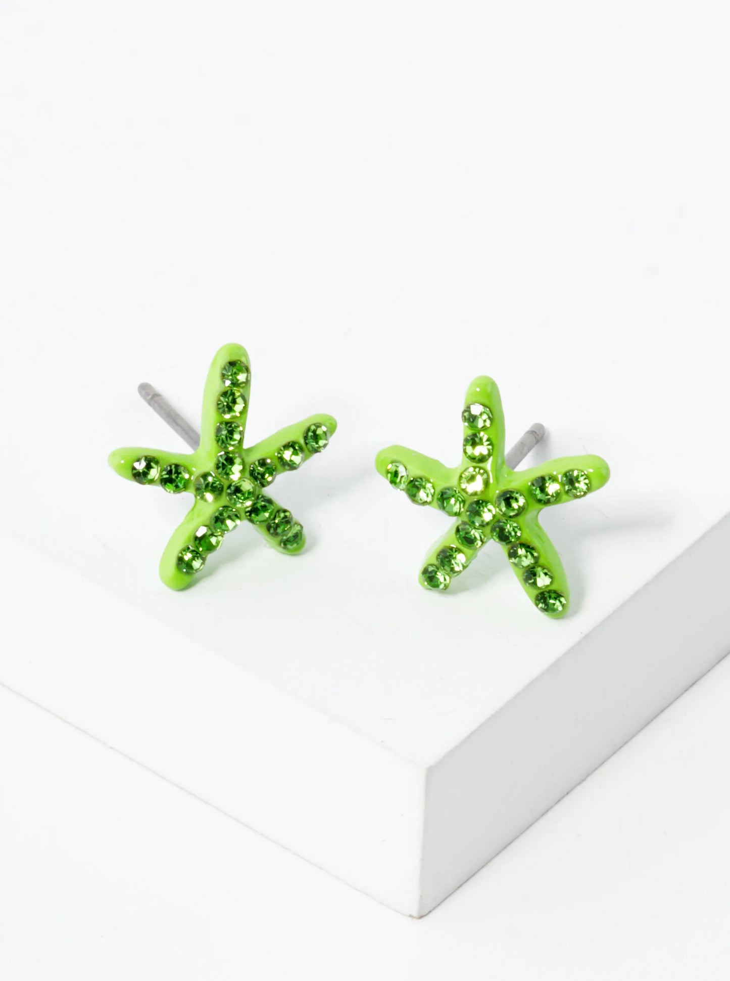 Crystal Pave 8mm Starfish Post Stud Earrings