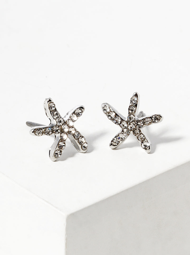 Crystal Pave 8mm Starfish Post Stud Earrings