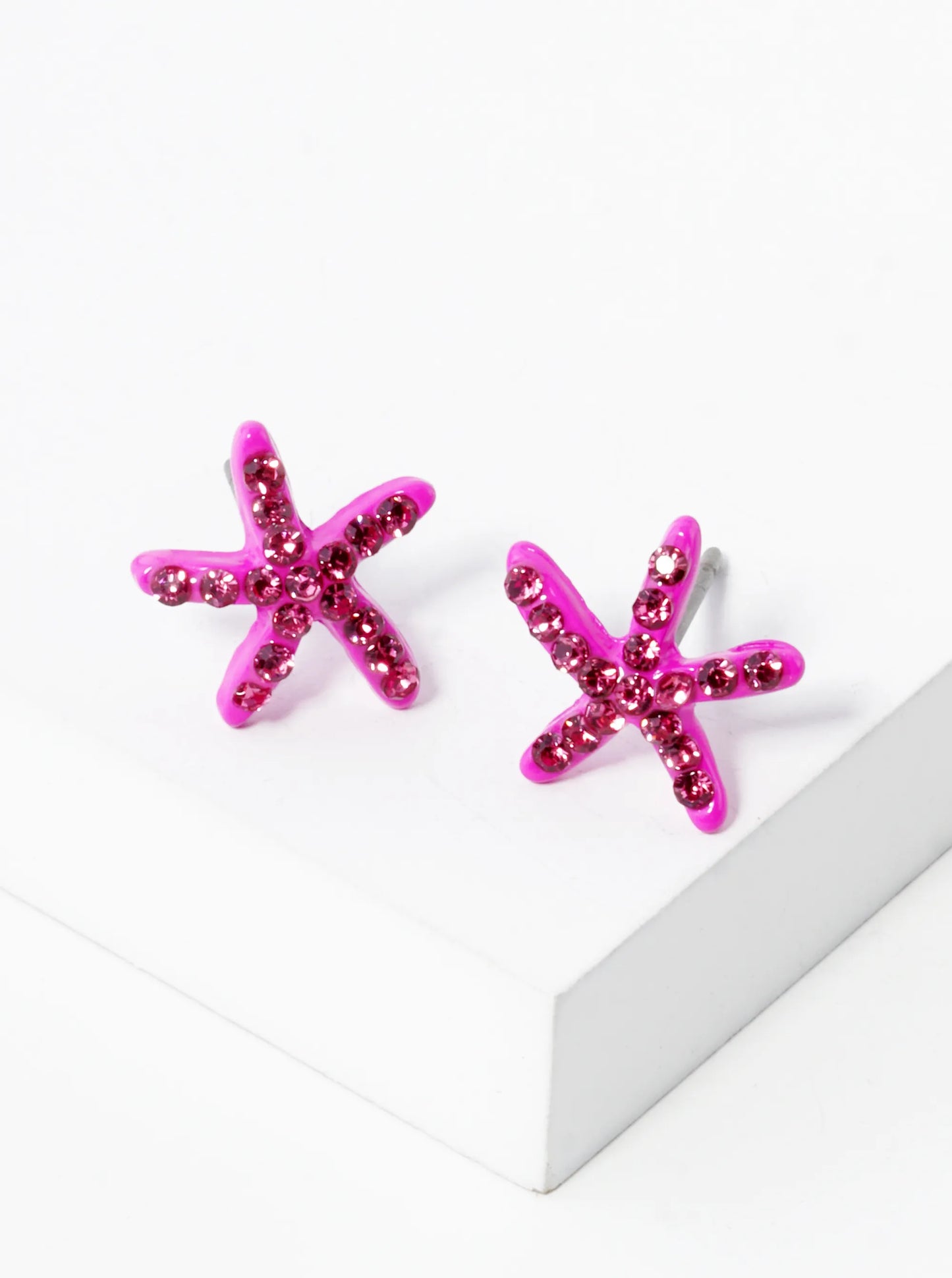 Crystal Pave 8mm Starfish Post Stud Earrings