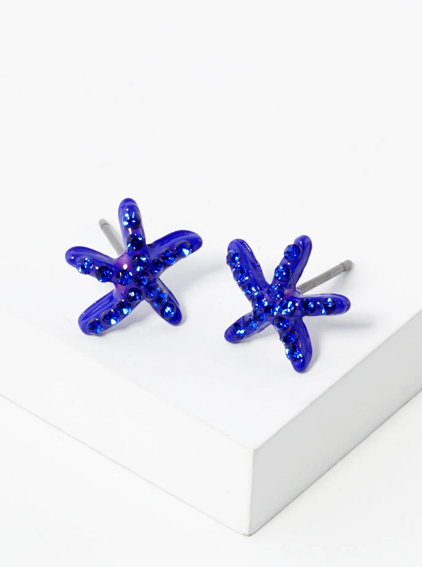 Crystal Pave 8mm Starfish Post Stud Earrings