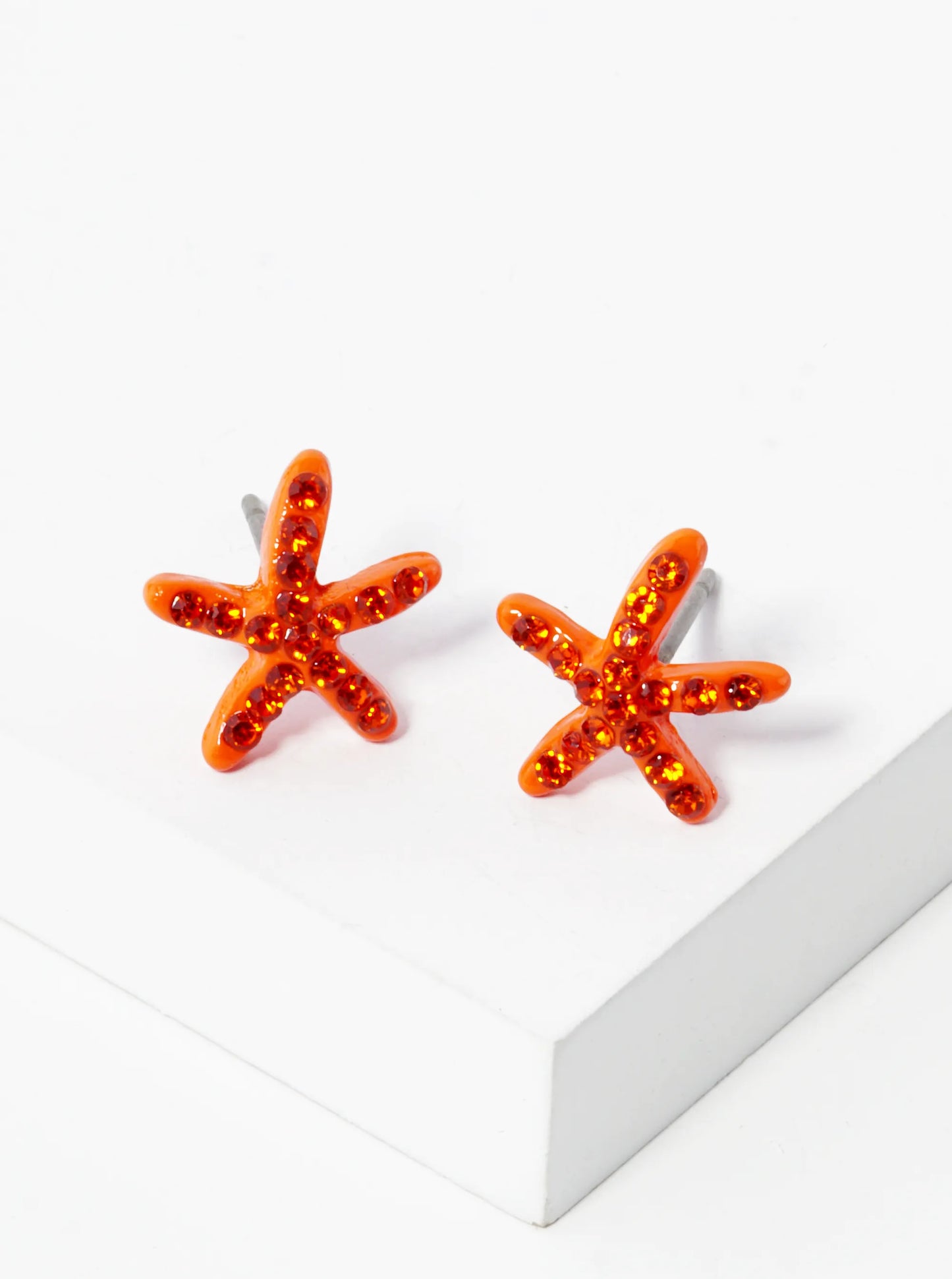 Crystal Pave 8mm Starfish Post Stud Earrings