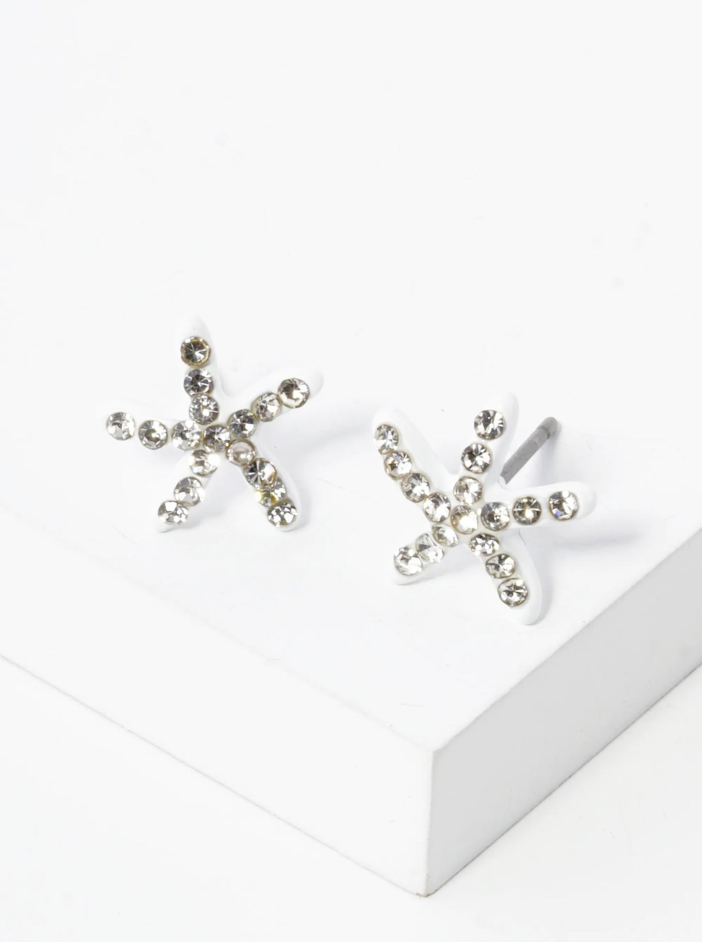 Crystal Pave 8mm Starfish Post Stud Earrings