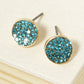 Crystal Pave 9mm Curved Round Disc Button Stud Earrings