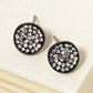 Crystal Pave 9mm Curved Round Disc Button Stud Earrings