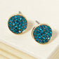 Crystal Pave 9mm Curved Round Disc Button Stud Earrings