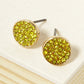 Crystal Pave 9mm Curved Round Disc Button Stud Earrings