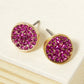 Crystal Pave 9mm Curved Round Disc Button Stud Earrings