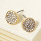 Crystal Pave 9mm Curved Round Disc Button Stud Earrings