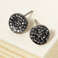 Crystal Pave 9mm Curved Round Disc Button Stud Earrings