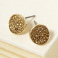 Crystal Pave 9mm Curved Round Disc Button Stud Earrings