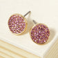 Crystal Pave 9mm Curved Round Disc Button Stud Earrings
