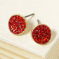 Crystal Pave 9mm Curved Round Disc Button Stud Earrings