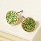 Crystal Pave 9mm Curved Round Disc Button Stud Earrings