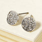Crystal Pave 9mm Curved Round Disc Button Stud Earrings