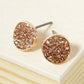 Crystal Pave 9mm Curved Round Disc Button Stud Earrings