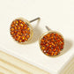 Crystal Pave 9mm Curved Round Disc Button Stud Earrings