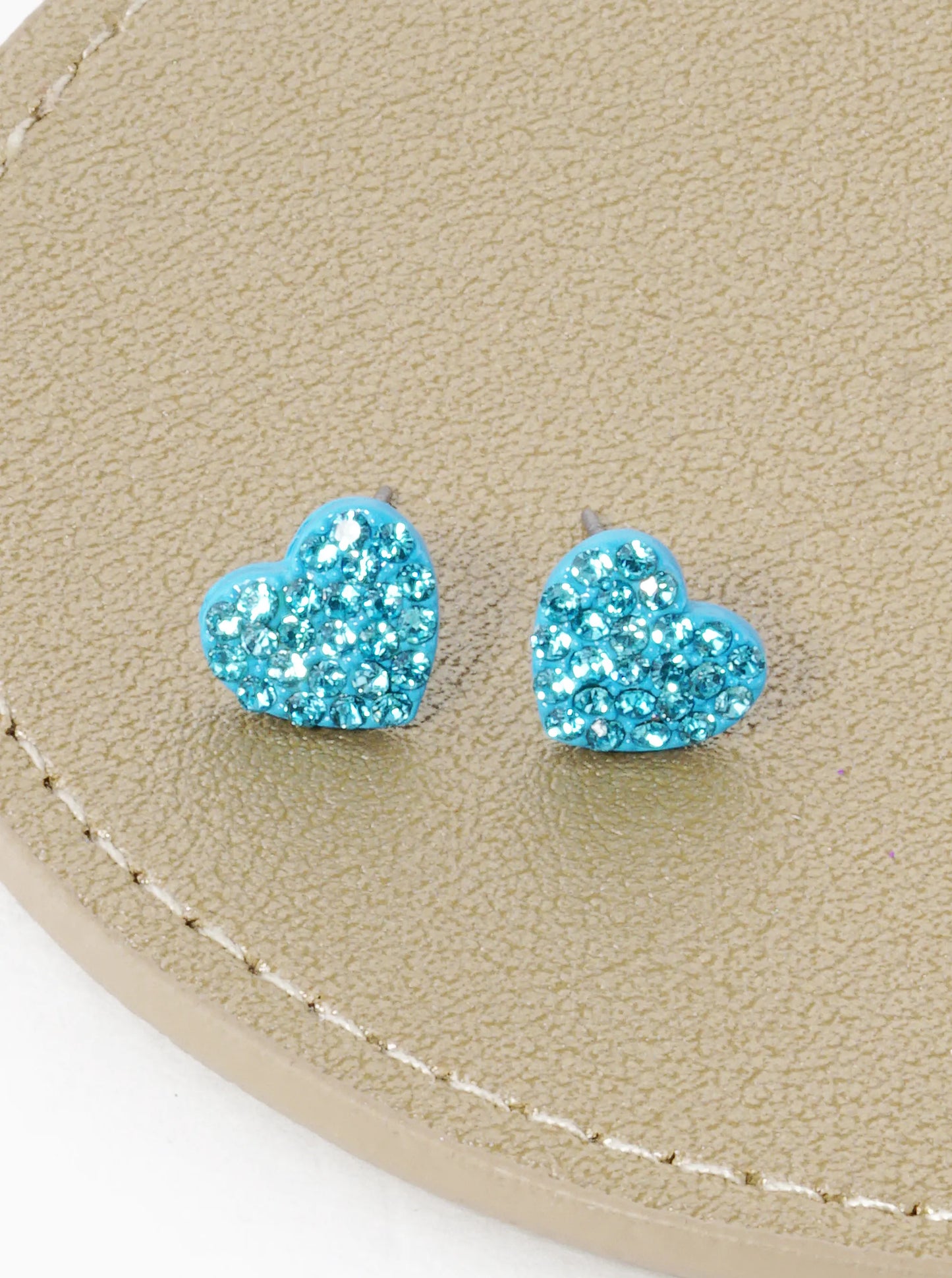 Crystal Pave 9mm Dainty Heart Stud Earrings