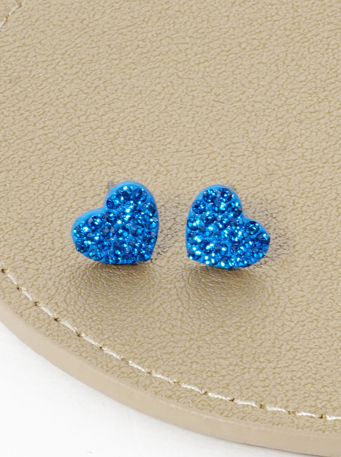 Crystal Pave 9mm Dainty Heart Stud Earrings