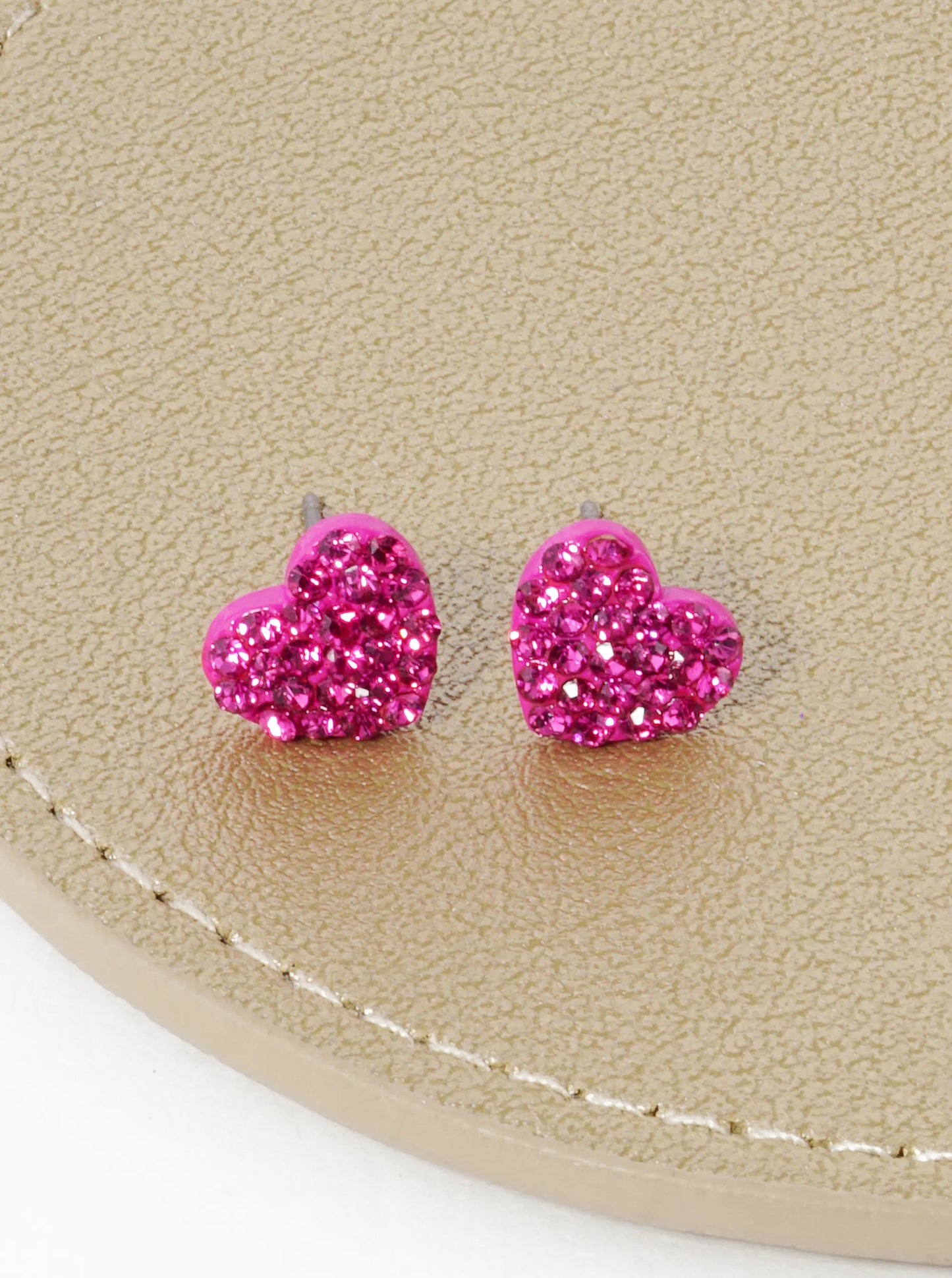 Crystal Pave 9mm Dainty Heart Stud Earrings