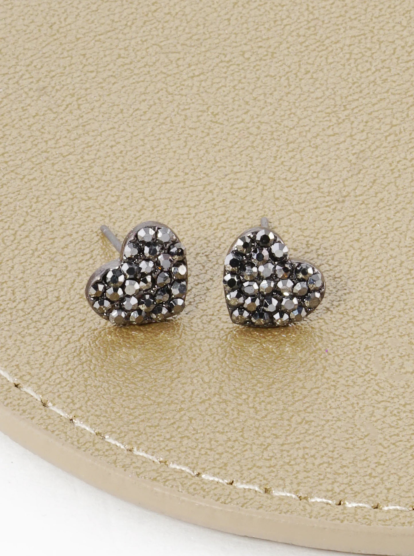 Crystal Pave 9mm Dainty Heart Stud Earrings