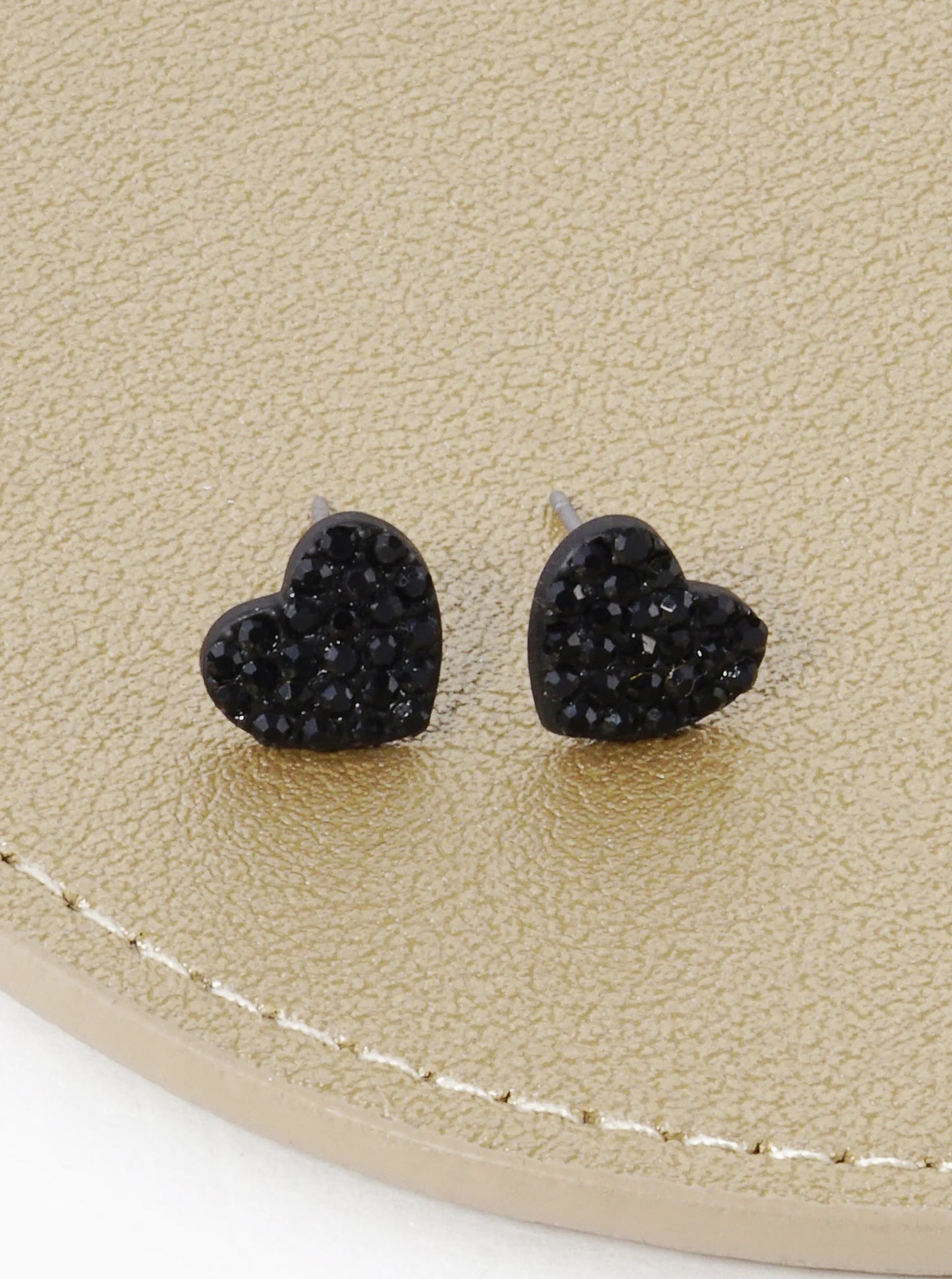 Crystal Pave 9mm Dainty Heart Stud Earrings