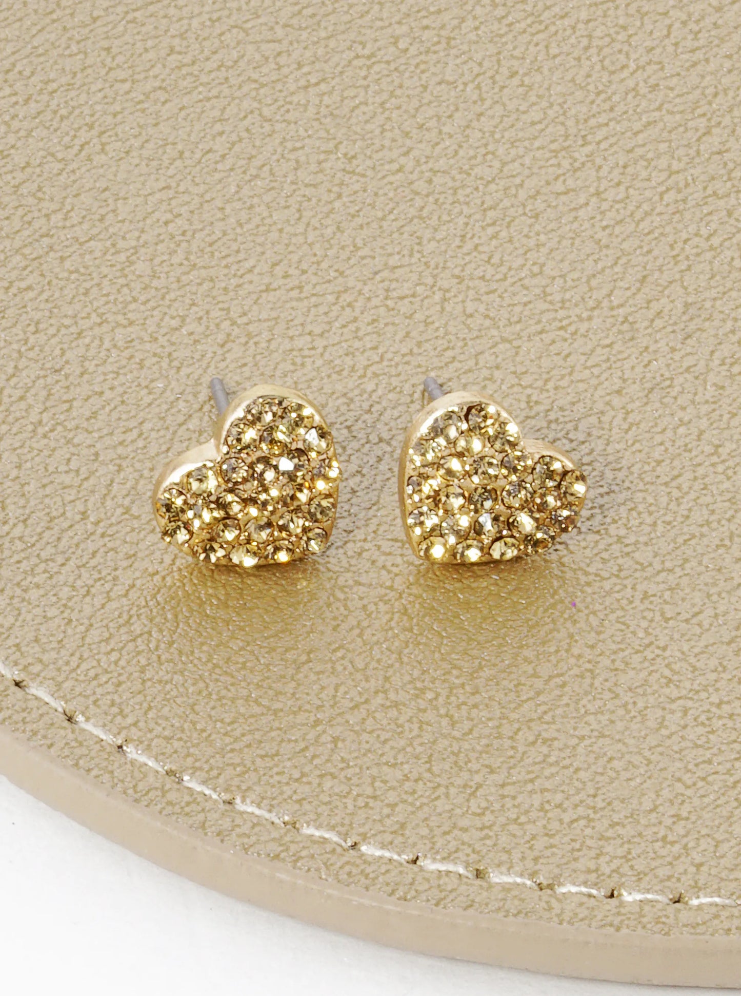 Crystal Pave 9mm Dainty Heart Stud Earrings