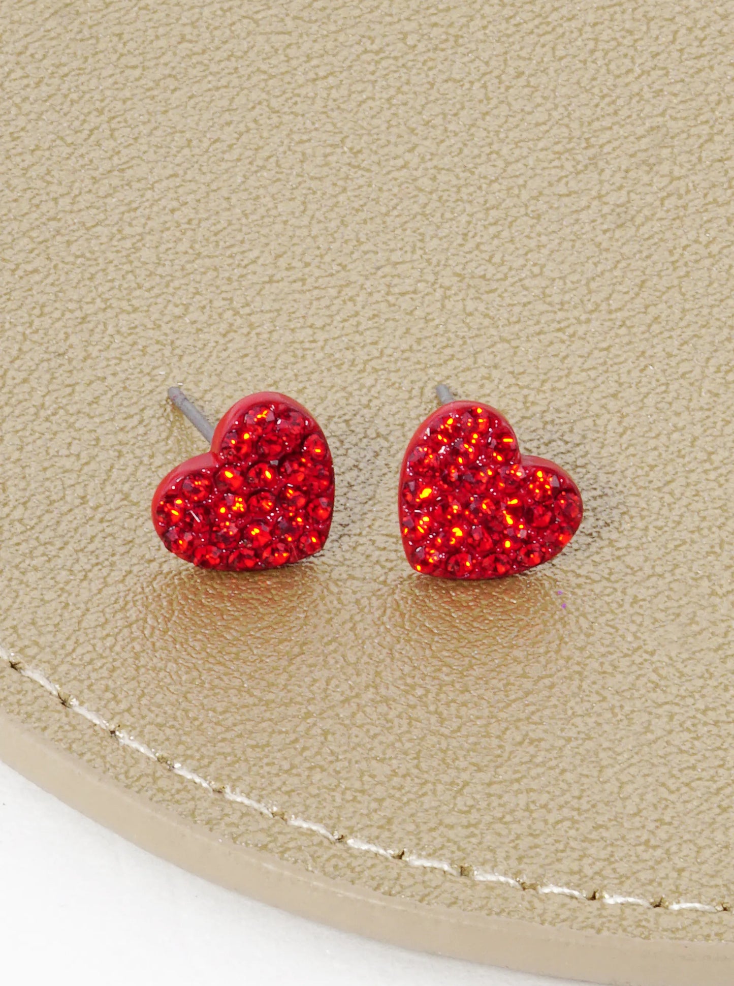 Crystal Pave 9mm Dainty Heart Stud Earrings