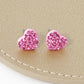 Crystal Pave 9mm Dainty Heart Stud Earrings