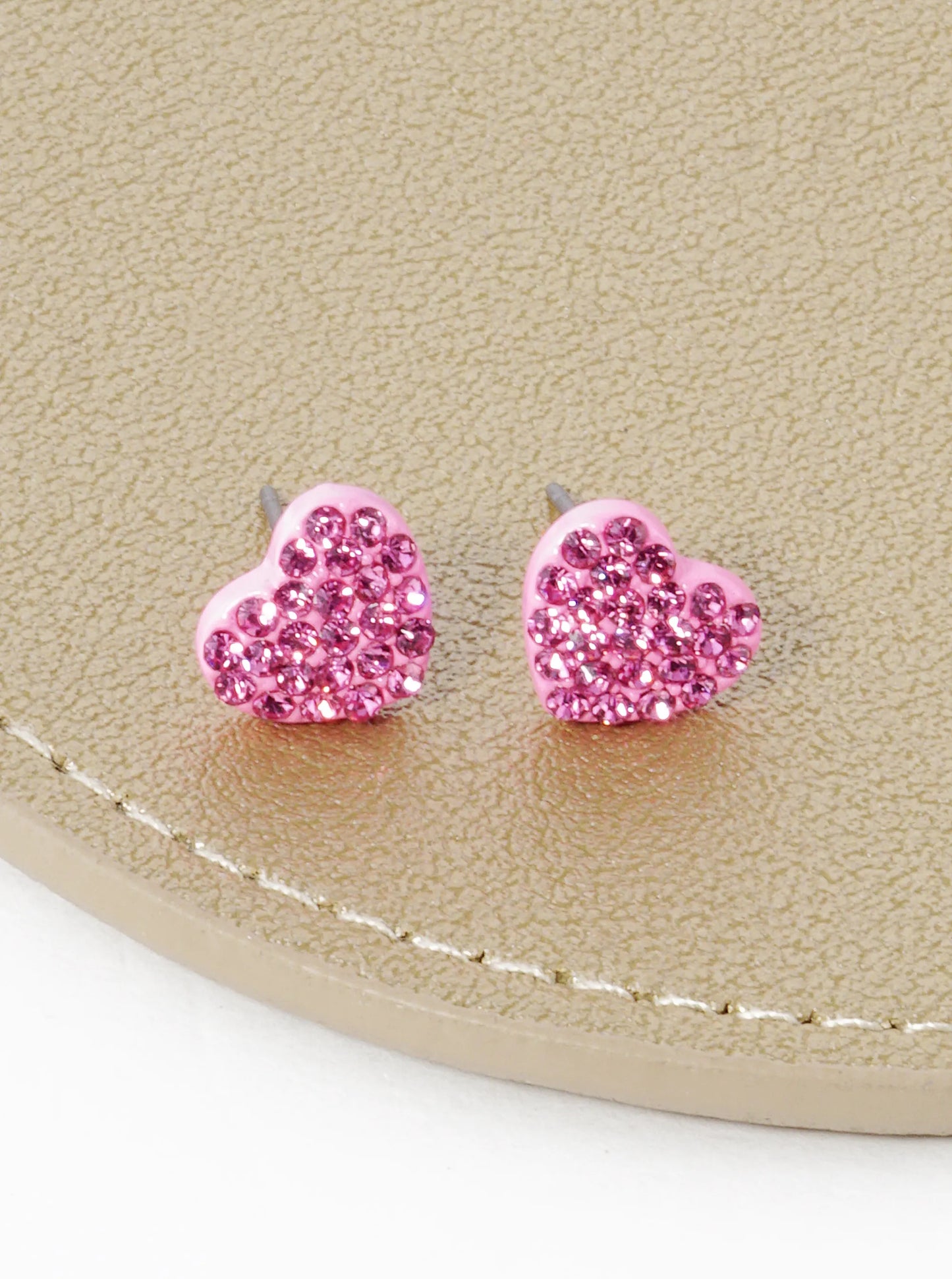 Crystal Pave 9mm Dainty Heart Stud Earrings