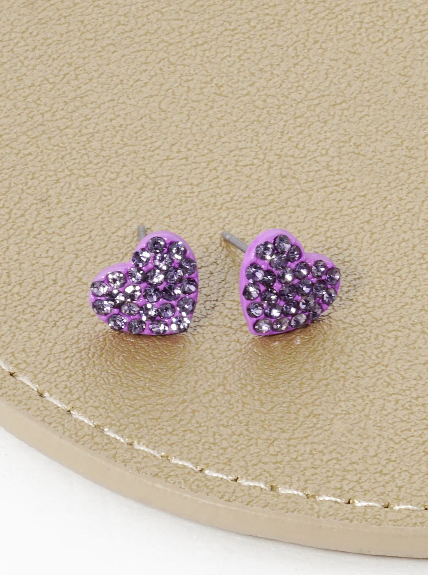Crystal Pave 9mm Dainty Heart Stud Earrings
