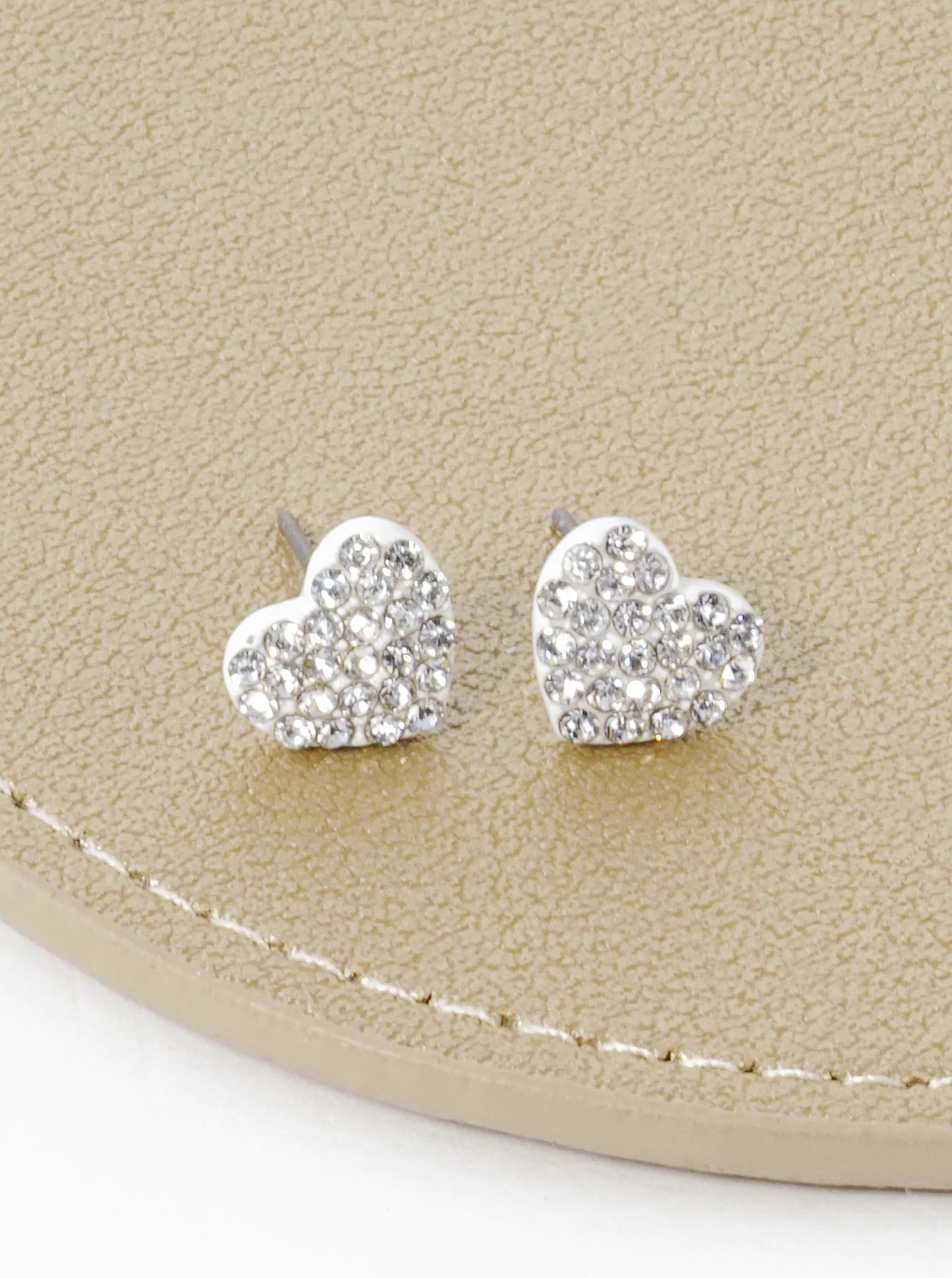 Crystal Pave 9mm Dainty Heart Stud Earrings