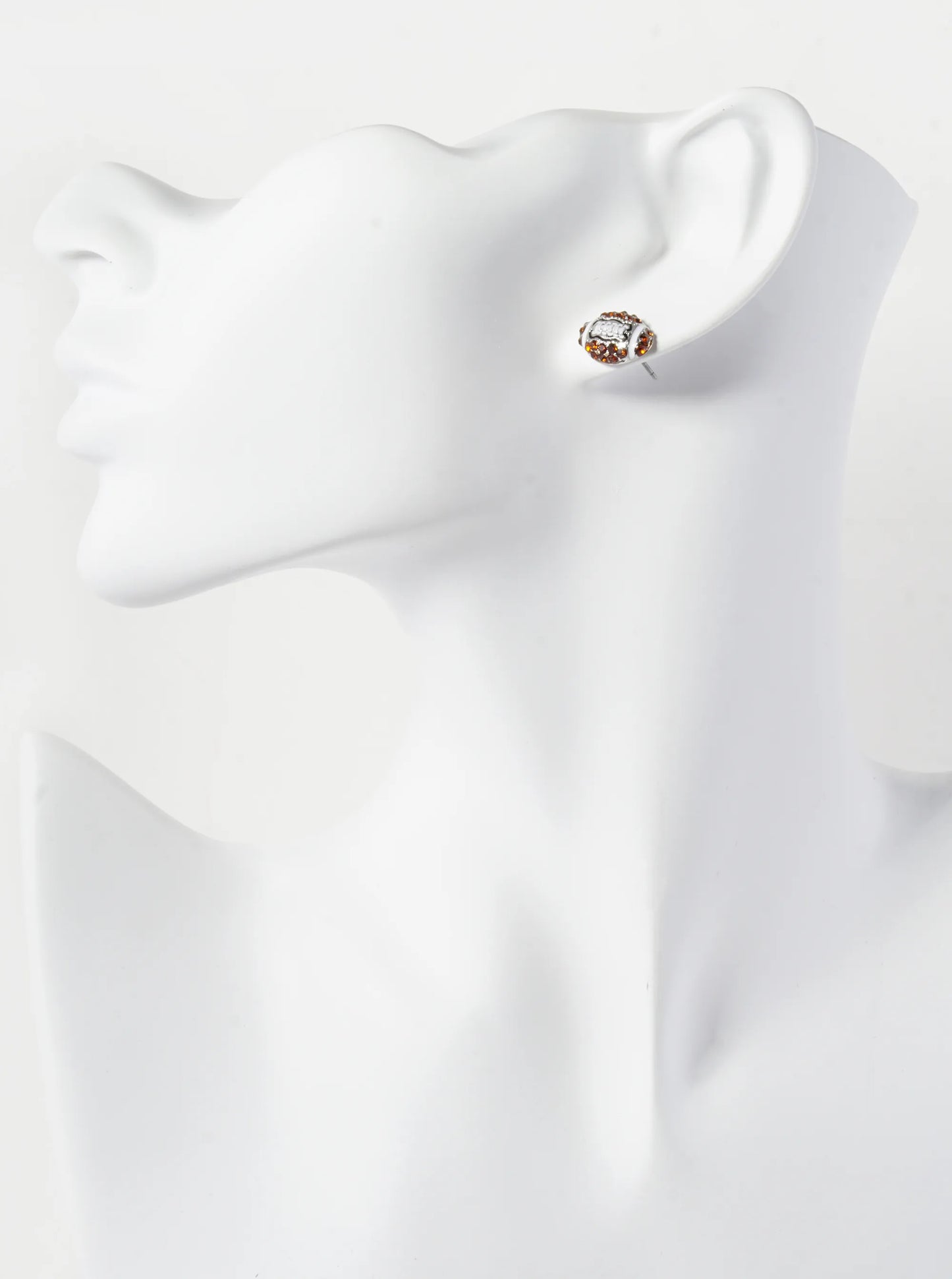 Crystal Pave 9mm Football Button Stud Earrings