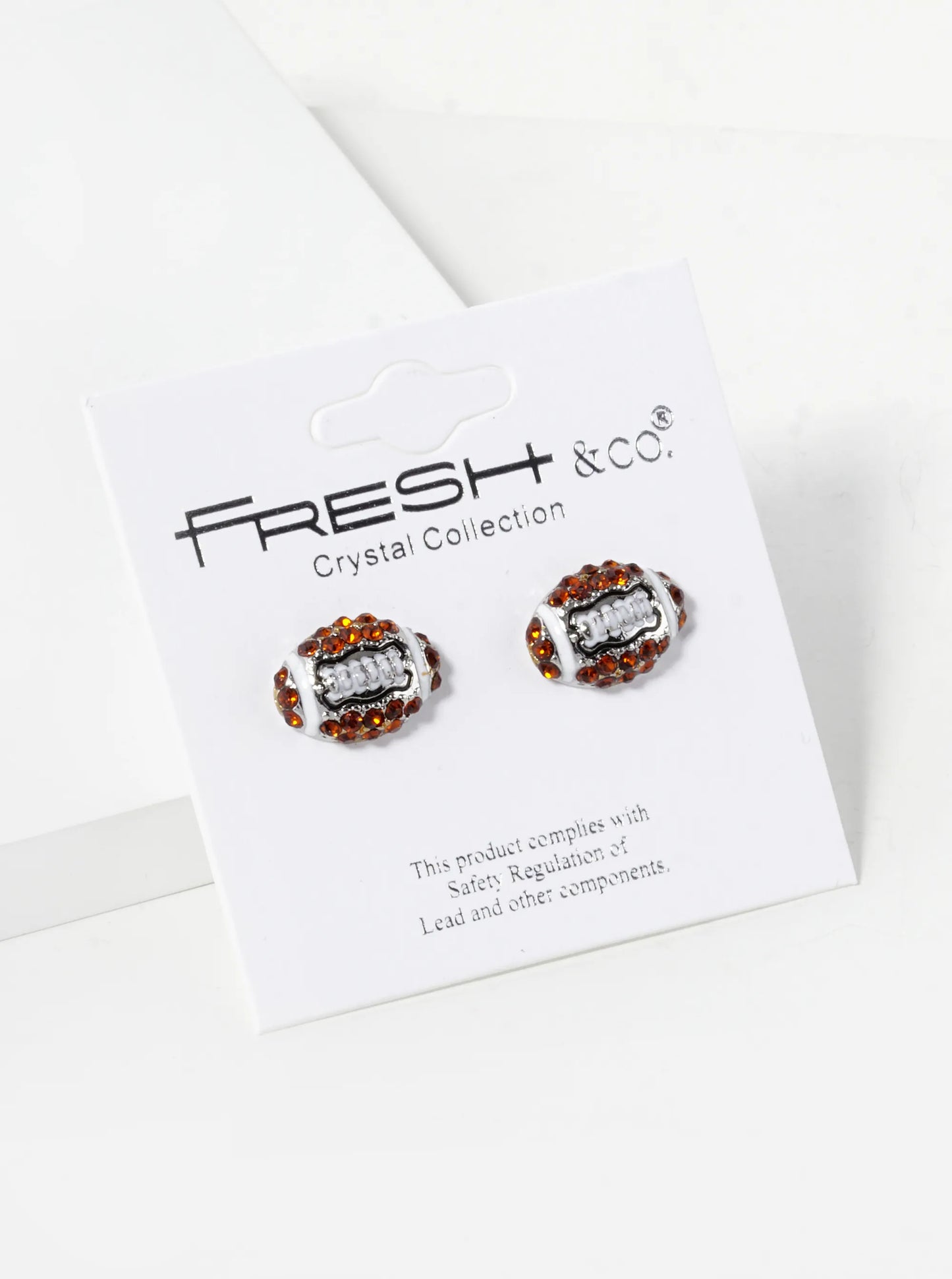 Crystal Pave 9mm Football Button Stud Earrings
