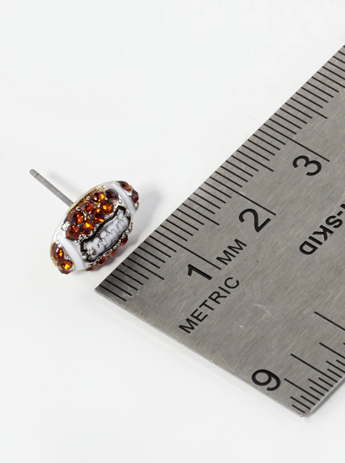 Crystal Pave 9mm Football Button Stud Earrings