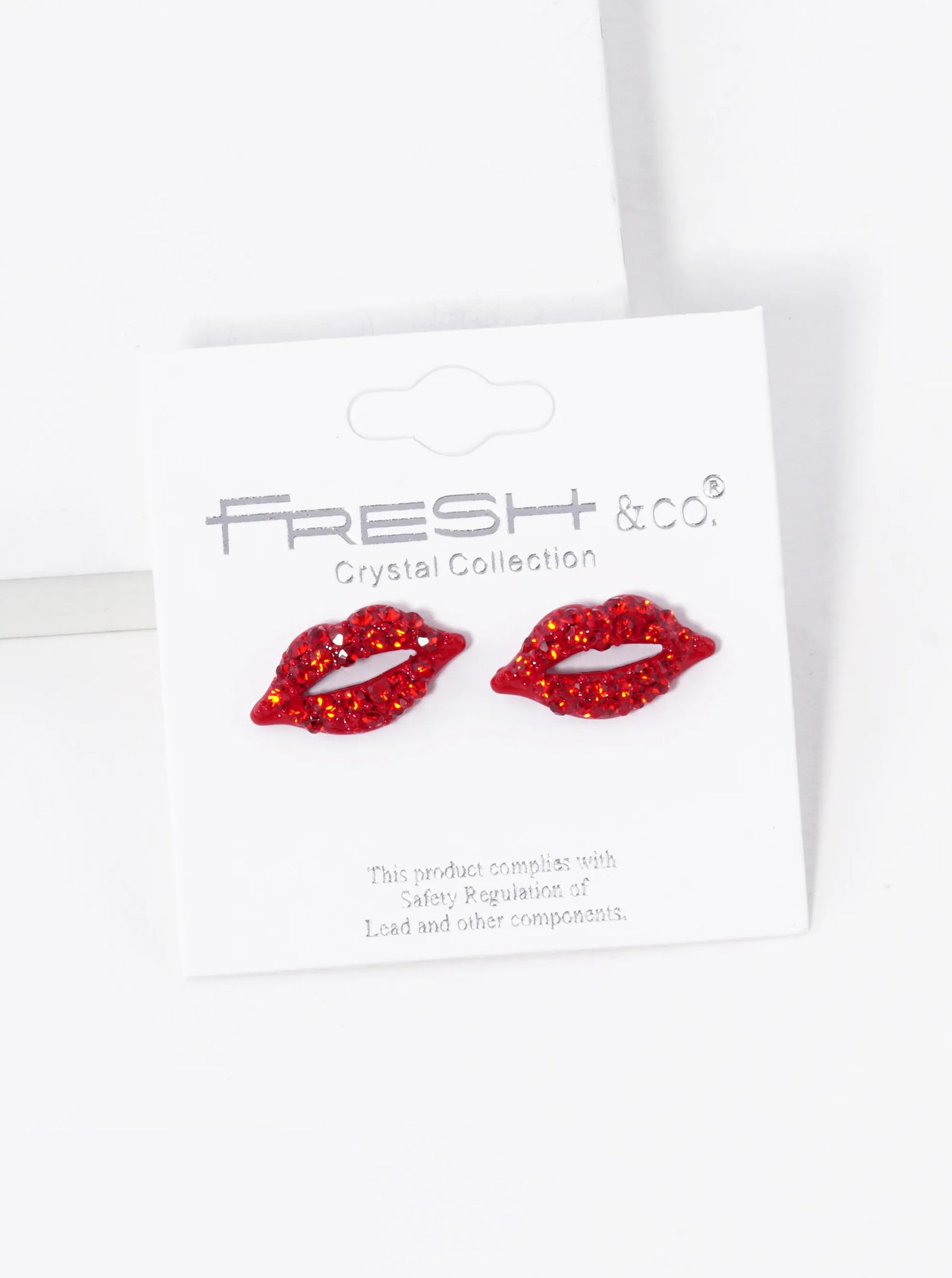 Crystal Pave 9mm Lips Post Stud Earrings