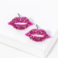 Crystal Pave 9mm Lips Post Stud Earrings