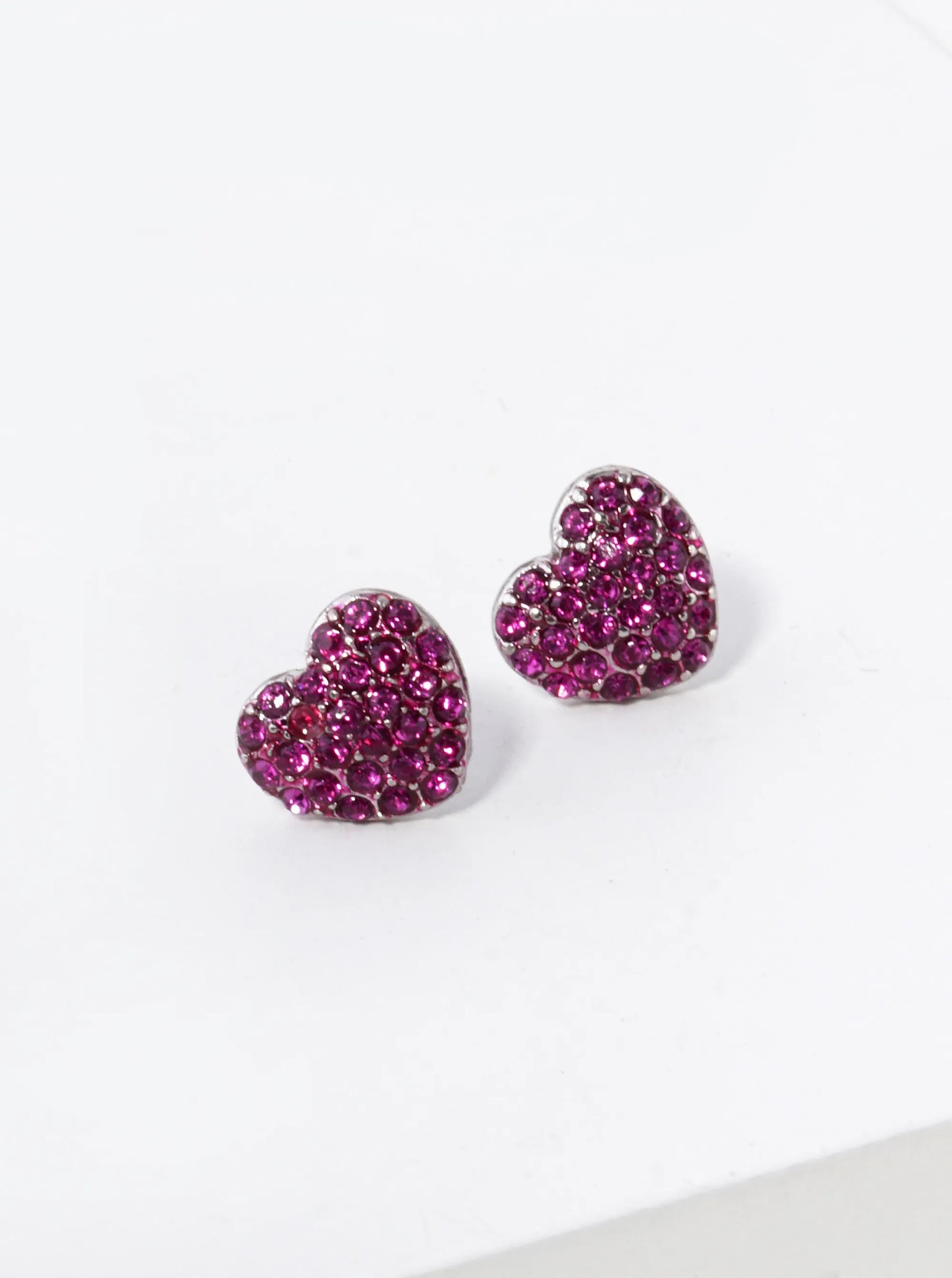 Crystal Pave 9mm Puffy Heart Stud Earrings