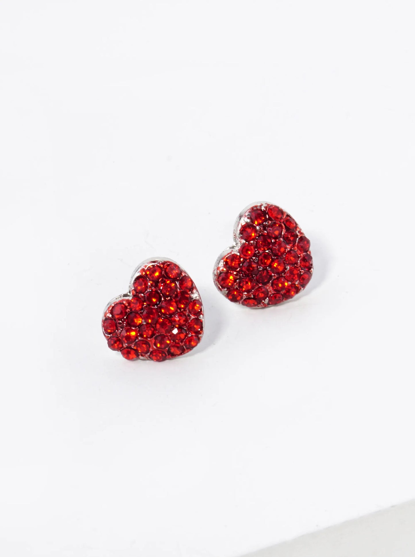 Crystal Pave 9mm Puffy Heart Stud Earrings