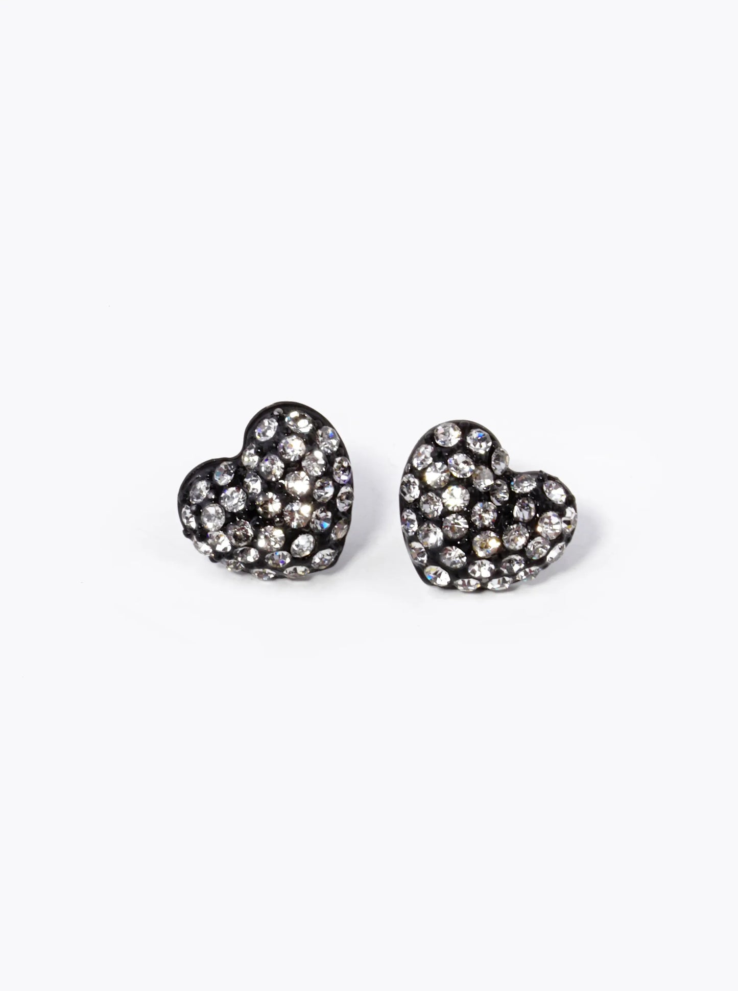 Crystal Pave 9mm Puffy Heart Stud Earrings