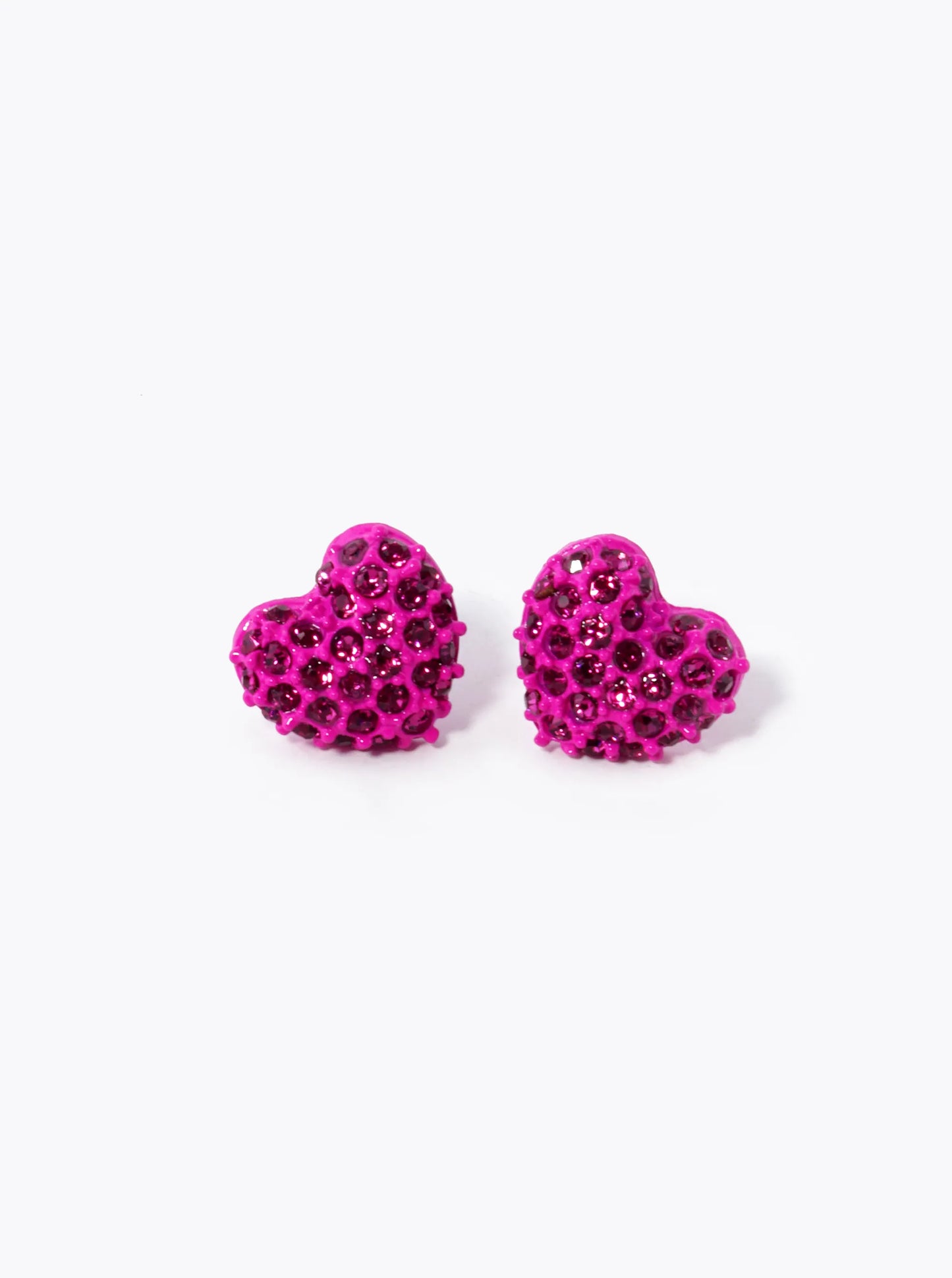 Crystal Pave 9mm Puffy Heart Stud Earrings