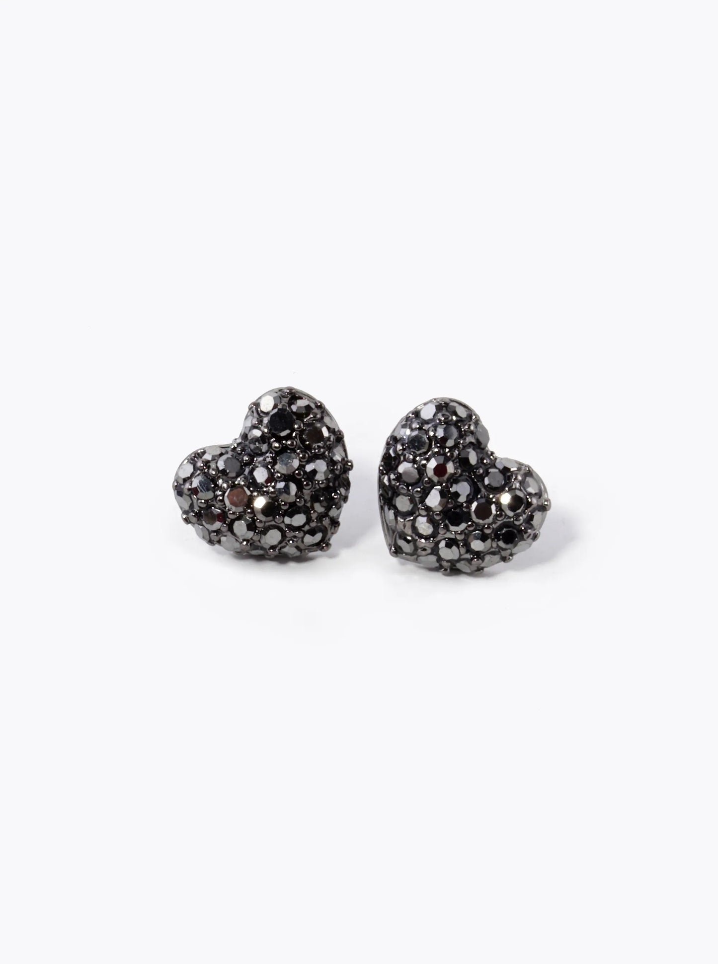 Crystal Pave 9mm Puffy Heart Stud Earrings